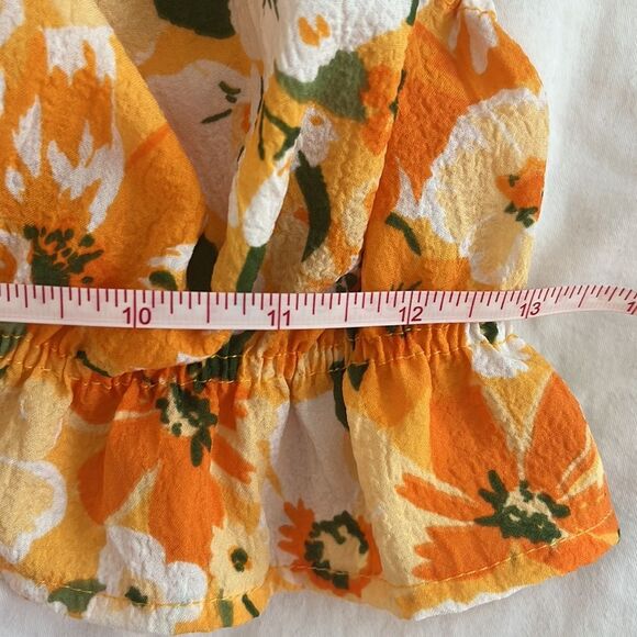 Orange Floral H&M Ruffled crop Top Medium (fits like a small) - Picture 6 of 7